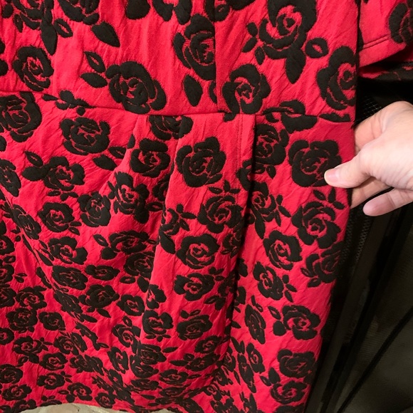 2X Crimson Embroidered Black Roses Dress NWT - Picture 5 of 11